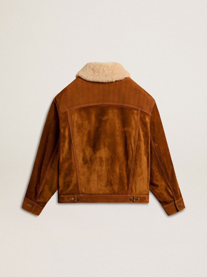 GOLDEN GOOSE Woman Jacket in Tobacco Suede with Shearling Collar - immagine 5