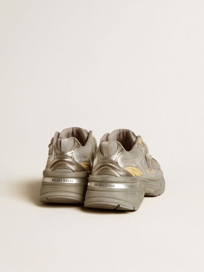 GOLDEN GOOSE LightStar Sneaker in Silver Mesh and Leather Upper - immagine 4