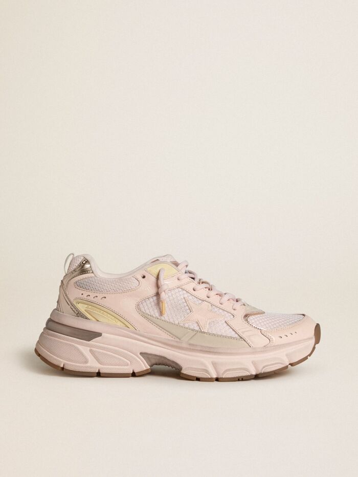 GOLDEN GOOSE LightStar Sneakers in Pink Mesh and Leather Upper