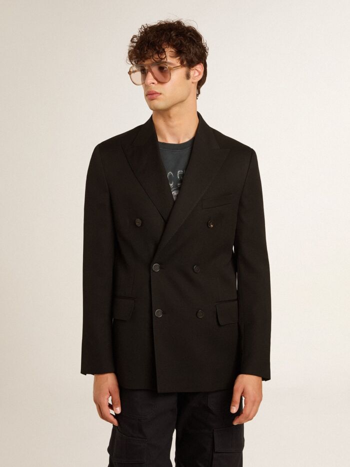 GOLDEN GOOSE Men's Black Double Breasted Blazer with Button Closure - immagine 2